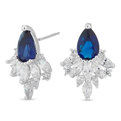Blue crystal peardrop cluster earring
